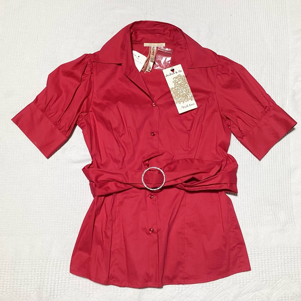 Andrew & Co. Size S Red Shirt Blouse NWT